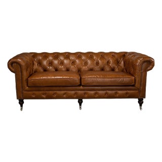Vintage Style Classic Chesterfield Sofa - Cuban Cigar For Sale