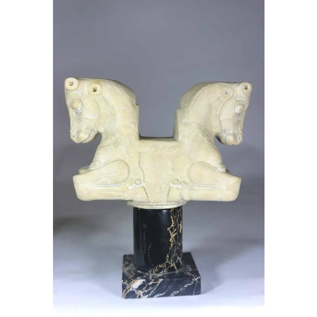 Vintage 'Louvre' Paris Classical Statues Bookend Bulls on Marble Pedestal - a Pair For Sale In West Palm - Image 6 of 9