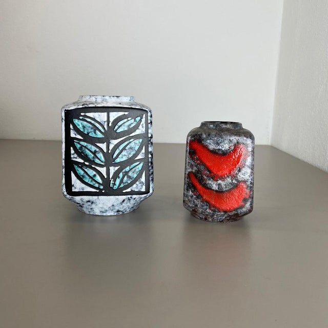 Fat Lava Ceramic Pottery Vases from Strehla Ceramic, Germany, 1970s, Set of 2 For Sale - Image 3 of 18