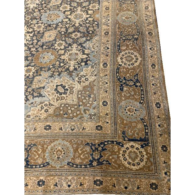 Late 19th Century 1880s Antique Allover Arabesque Medallion Navy Woven Wool Persian Tabriz Rug For Sale - Image 5 of 8