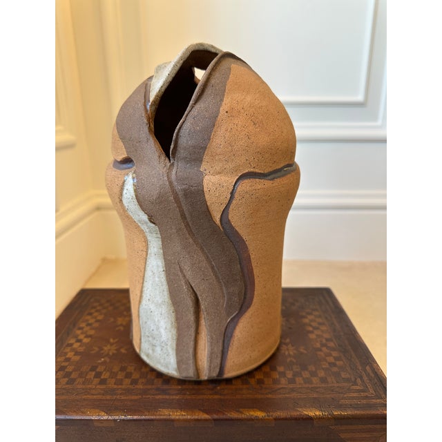 Vintage 1997 Signed Terracotta Pierced & Sgraffito Vessel For Sale - Image 10 of 12
