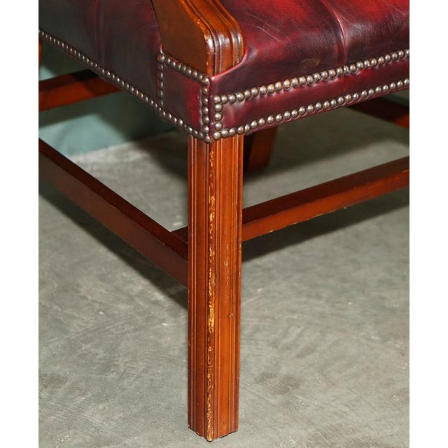 Georgian Oxblood Leather and Hardwood Gainsborough Library Armchair For Sale - Image 10 of 17