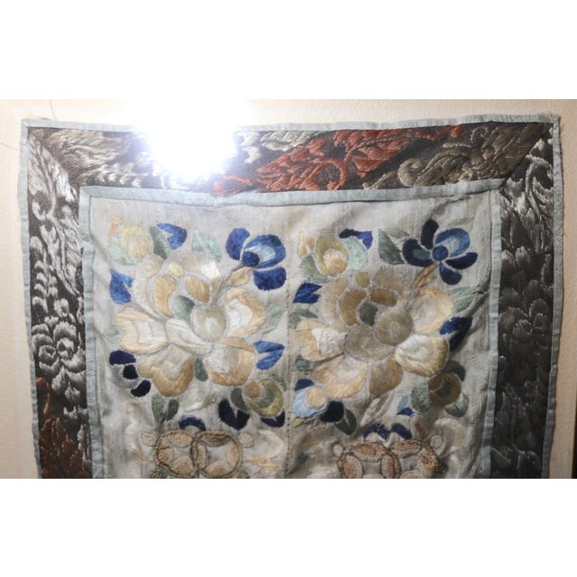 Antique Chinese Hand Embroidery Silk 1800's Ornate Qing Dynasty Needlepoint For Sale In New York - Image 6 of 9