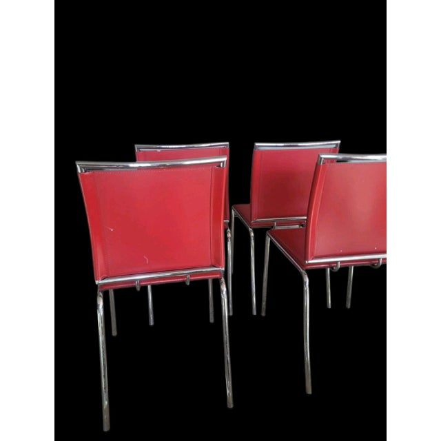 Chairs in Metal and Leather, 1990s, Set of 4 For Sale - Image 3 of 12