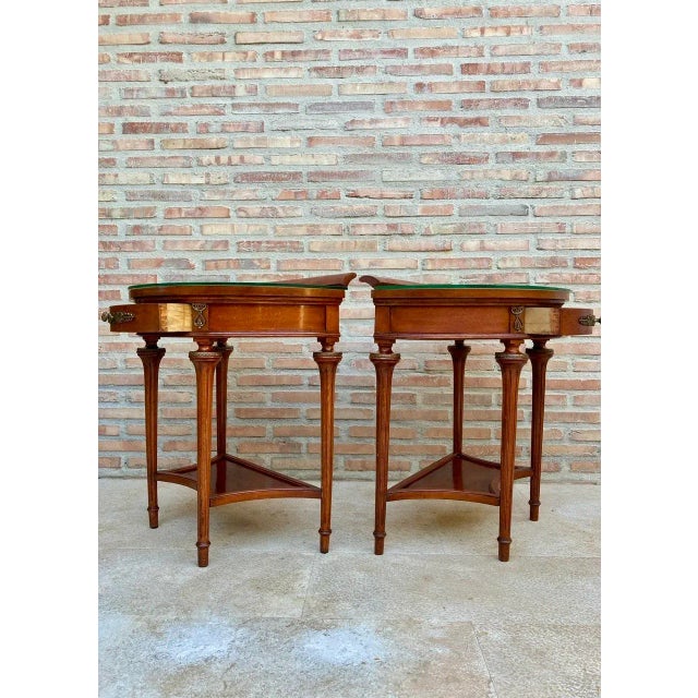 Empire Style Mahogany Nightstands with Bronze and Brass Details, 1930s, Set of 2 For Sale - Image 16 of 18