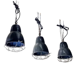 Mid-Century Modern Italian Dark Gray Industrial Metal Chandeliers, 1960s, Set of 3