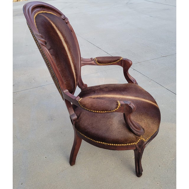 Early 20th Century Louis XVI Oval Back Chair With New Cowhide Upholstery For Sale - Image 15 of 18