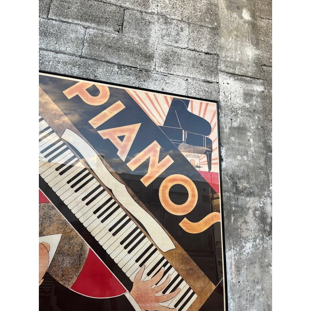 Vintage Art Deco Framed Lithograph Poster "Pianos Daude" by Andre Daude. Circa 1920s For Sale - Image 13 of 15