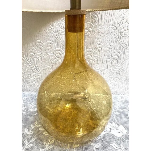 Glass Large Vintage Mid-Century Gold Murano Bubble Glass Jug Lamp For Sale - Image 7 of 13