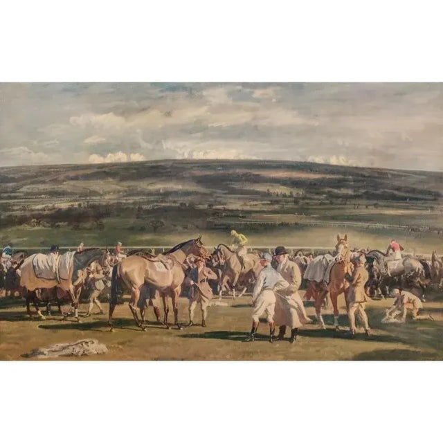 "In the Saddling Paddock, Cheltenham March Meeting" 1952 Chromolithograph by Sir Alfred Munnings, Framed For Sale In New York - Image 6 of 8