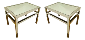 Pair of Vintage Italian Small Side Tables in Chrome and Mirror, C. 1970's