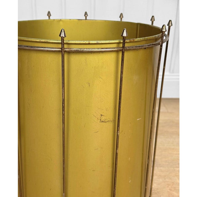 Gold Mid-Century Atomic Spiked Gold Waste Basket Trash Can For Sale - Image 8 of 9