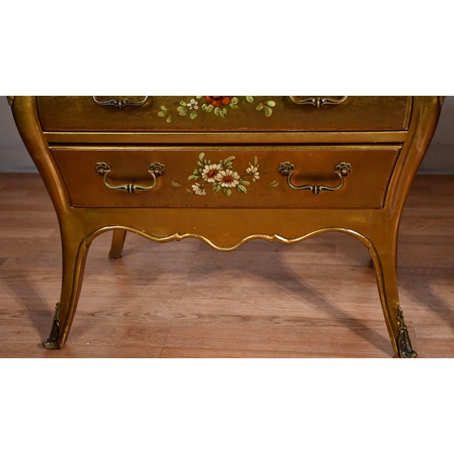 1940 French Style Gold Leaf Fruit Wood Nightstands Bedside Tables For Sale - Image 6 of 18