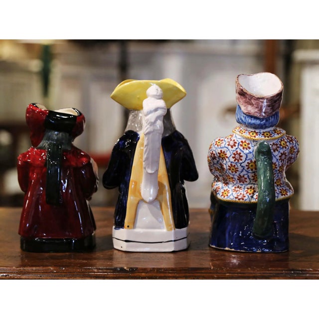 Red 19th Century English and French Majolica Figural Pitchers, Set of 3 For Sale - Image 8 of 13