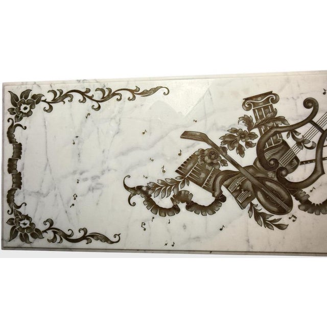 Vintage Italian Neoclassical Etched Marble and Gilt Brass Low Coffee Table For Sale - Image 10 of 17