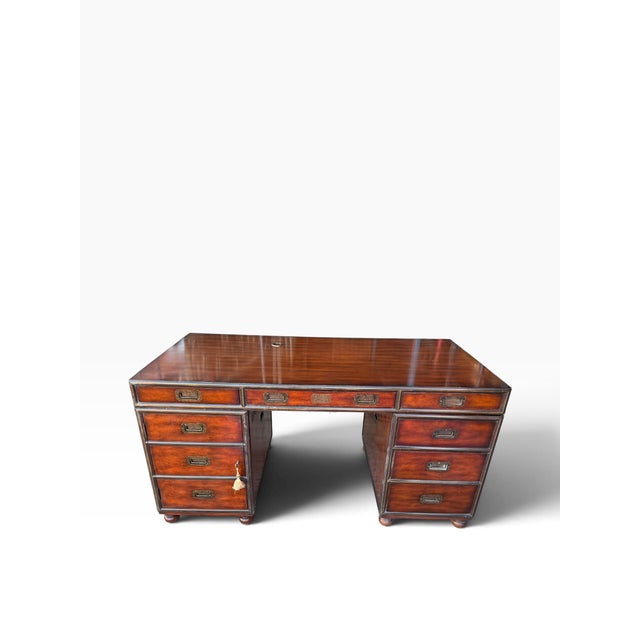 Campaign Theodore Alexander Captain Powers 9th Bengal Lancers Campaign Executive Desk For Sale - Image 3 of 17