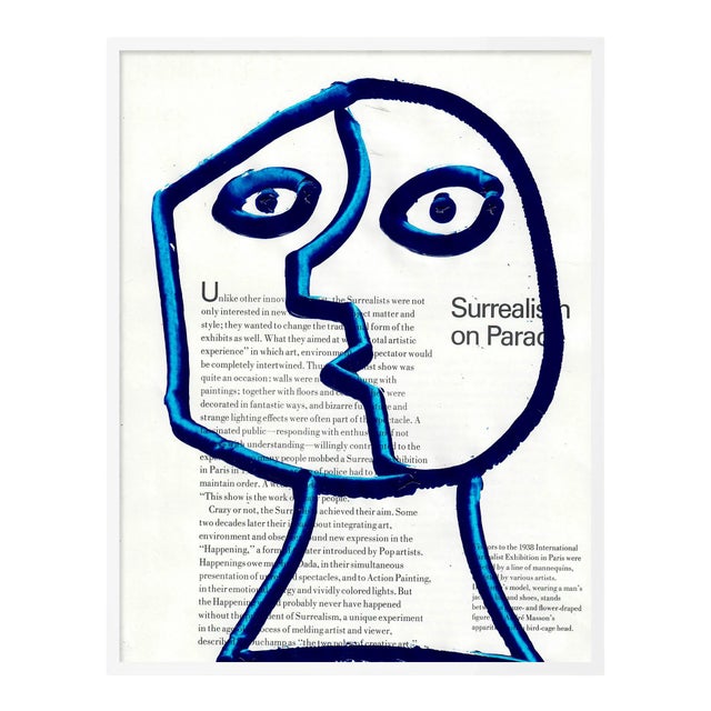 Funny Face 1 by Virginia Chamlee in White Frame, Small Art Print For Sale