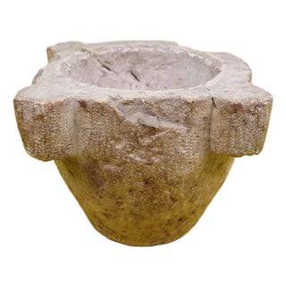 Ancient Terracotta Color Marble Mortar For Sale