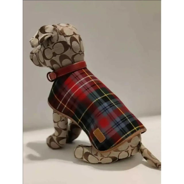 Textile Vintage Coach Leather Signature Stuffed Collectible Khaki Display Dog For Sale - Image 7 of 12
