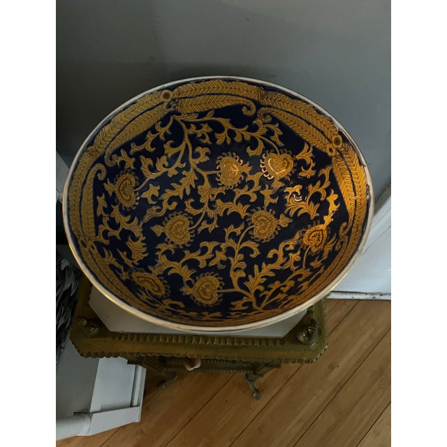 Ceramic Large Ceramic Peacock Design Decorative Bowl For Sale - Image 7 of 7