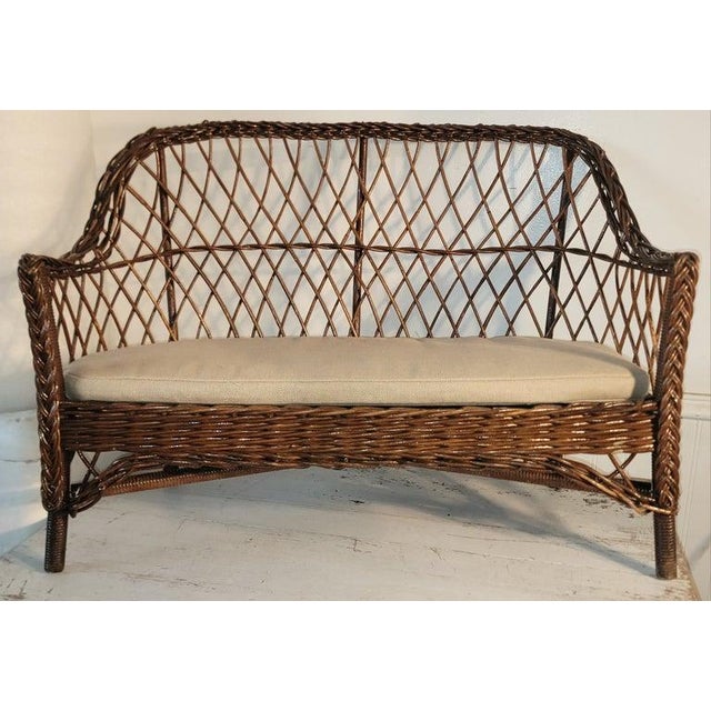 Wood 1940s Heywood Wakerfield Wicker Set of Four Childrens Chairs and Table Set, 4 Pieces For Sale - Image 7 of 15