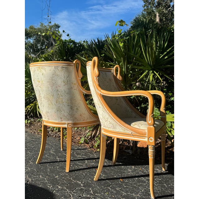 1960s Harris Marcus French Empire-Style Swan Carved Armchairs – Pair For Sale In Tampa - Image 6 of 10