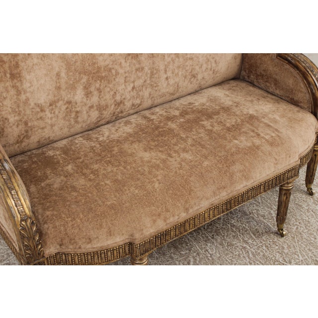 Maitland Smith French Louis XVI Style Giltwood Settee Loveseat For Sale - Image 10 of 17