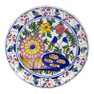 Antique 18th Century De Klaauw Dutch Delft Pottery Floral Plate