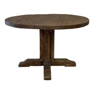 1960s Primitive Round Dining Table For Sale