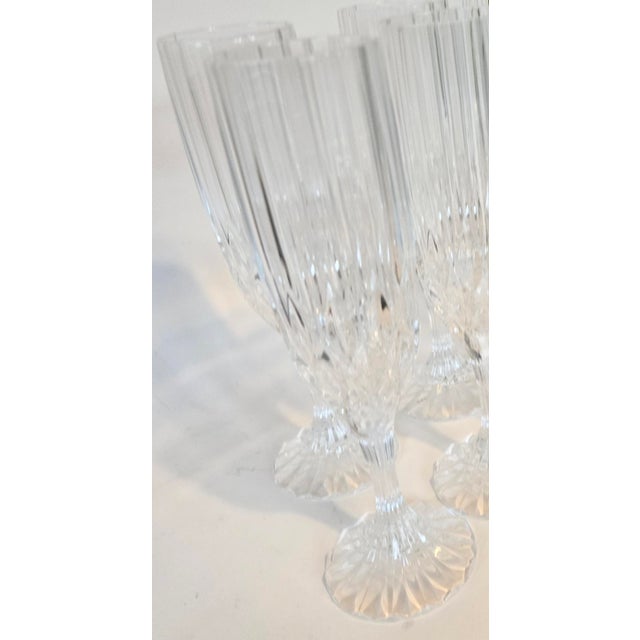 Transparent Vintage French Crystal Champagne Flutes- Set of Eight For Sale - Image 8 of 15