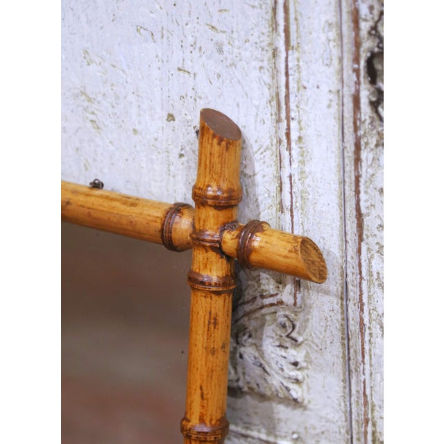 French Early 20th Century French Faux Bamboo Walnut Wall Mirror For Sale - Image 3 of 6