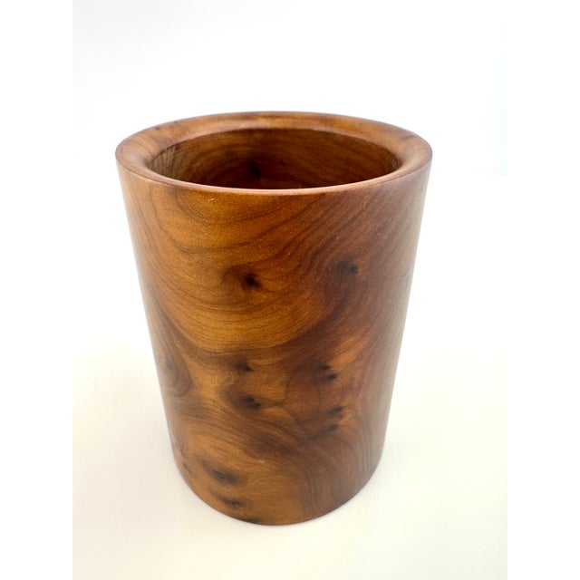 Brown Vintage Turned Burl Wood Pencil & Pen Holder Desk Organizer For Sale - Image 8 of 9