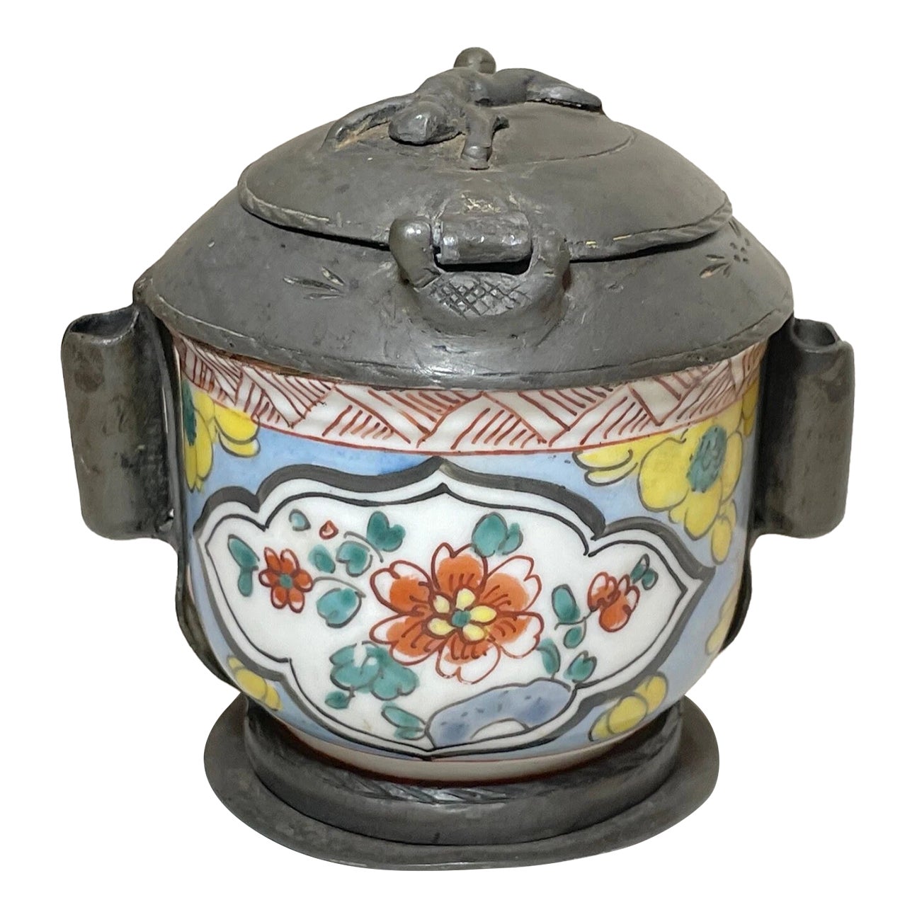 Rare Antique 18th Century French Pewter Porcelain Writing Inkwell Jar ...