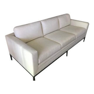 Custom Vintage 3 Seat Sofa With Raw Steel Base For Sale
