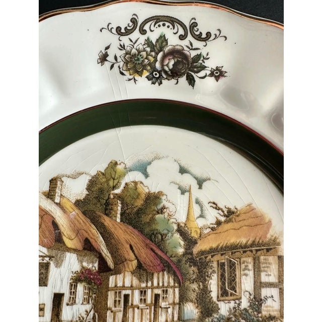 Green Vintage Mid 20th Century Green and Brown Decorative Wall Plate For Sale - Image 8 of 9