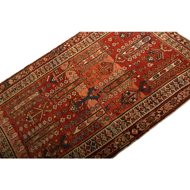 Tribal Antique Kuba Rug Beige Red Boteh Floral Tribal Patterns With Pink Accent For Sale - Image 3 of 6