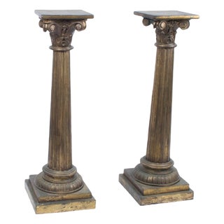 Victorian Corinthian Column Pedestals, Set of 2 For Sale
