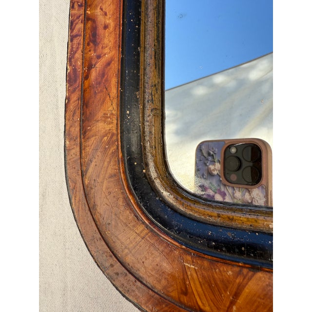 Antique 19th C. Louis Philippe Faux Burl Tortoiseshell Style Cushion Mirror For Sale - Image 9 of 12