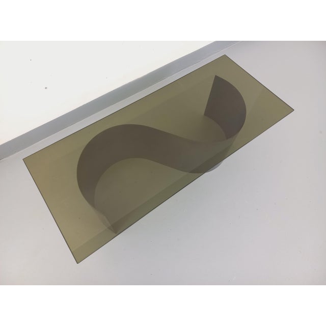 Vintage Space Age Rectangular Coffee Table in Steel and Smoked Glass, 1970s For Sale - Image 4 of 17