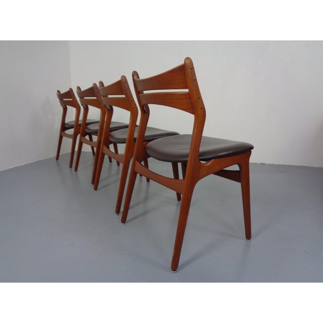 Brown Teak & Leather Model 310 Dining Chairs by Erik Buch for Chr. Christensen, Denmark, 1960s, Set of 4 For Sale - Image 8 of 18