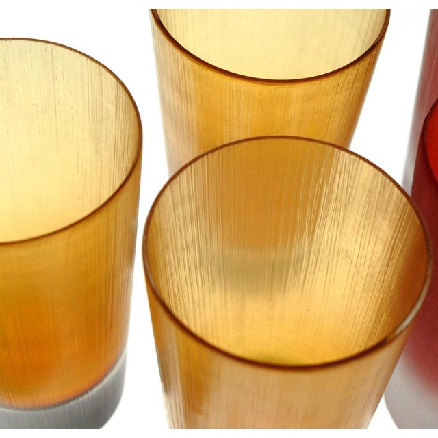 Murano Amber Glasses by Cenedese in the style of Carlo Scarpa, 1980s, Set of 8 For Sale - Image 3 of 18