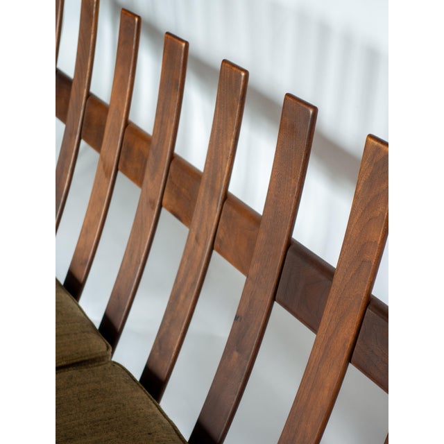 Ib Kofod Larsen for Selig Picket Back Sofa, Danish MCM Walnut Frame Couch For Sale In Pittsburgh - Image 6 of 13
