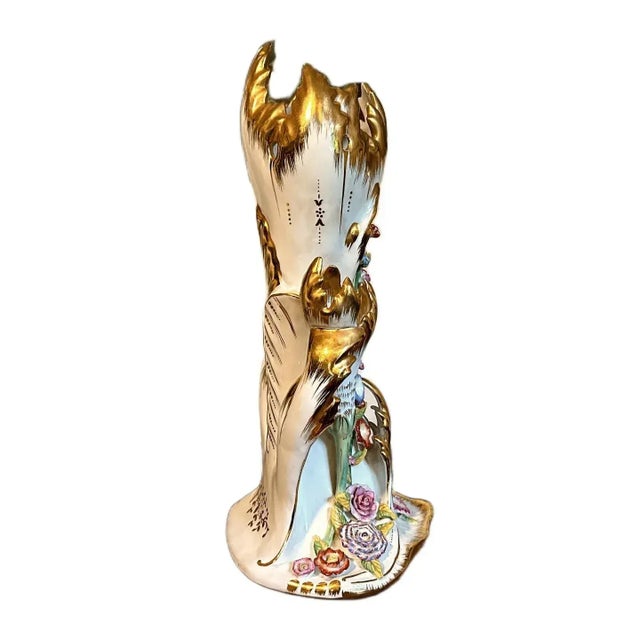 Ceramic Antique 19th Century Royal Vienna Style Triple Folate Porcelain Wedding Vase For Sale - Image 7 of 9