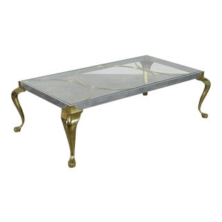 1970’s Mid-Century Modern Pace Brass and Chrome Coffee Table For Sale