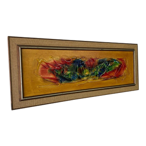 Mid Century Vintage Signed Abstract Mixed Media Painting