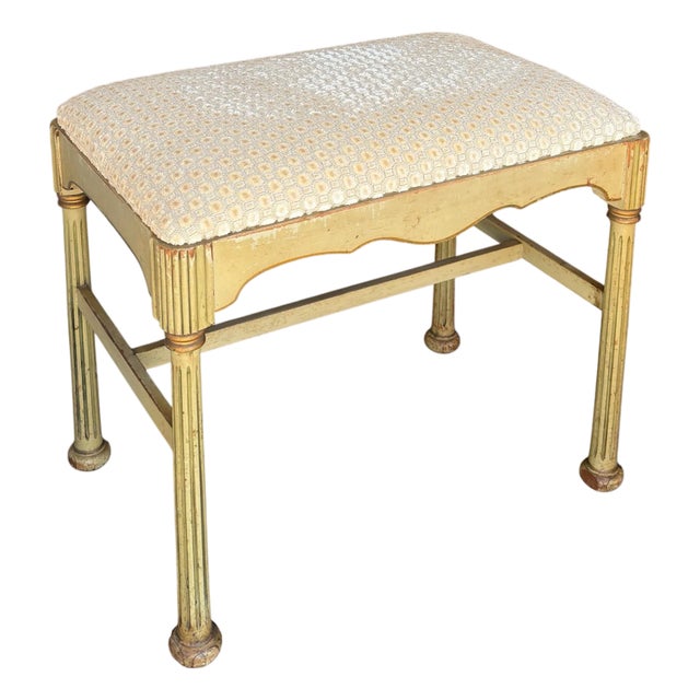 Small Antique French Painted Vanity Bench For Sale