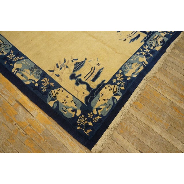 1920s Beige Open Field Traditional Antique Chinese Peking Carpet 5' X 7'10" Wool Knoted Rug For Sale - Image 9 of 9