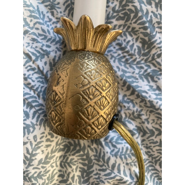 Vintage Brass Electric Candlestick Light With Brass Pineapple Base For Sale - Image 9 of 10