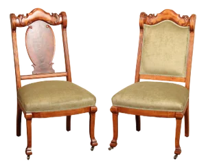 Antique Set Of Two Victorian Lion Carved Side Parlor Chairs