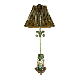 Vintage 1980s Bunnies Lamp With Shade & Finial For Sale